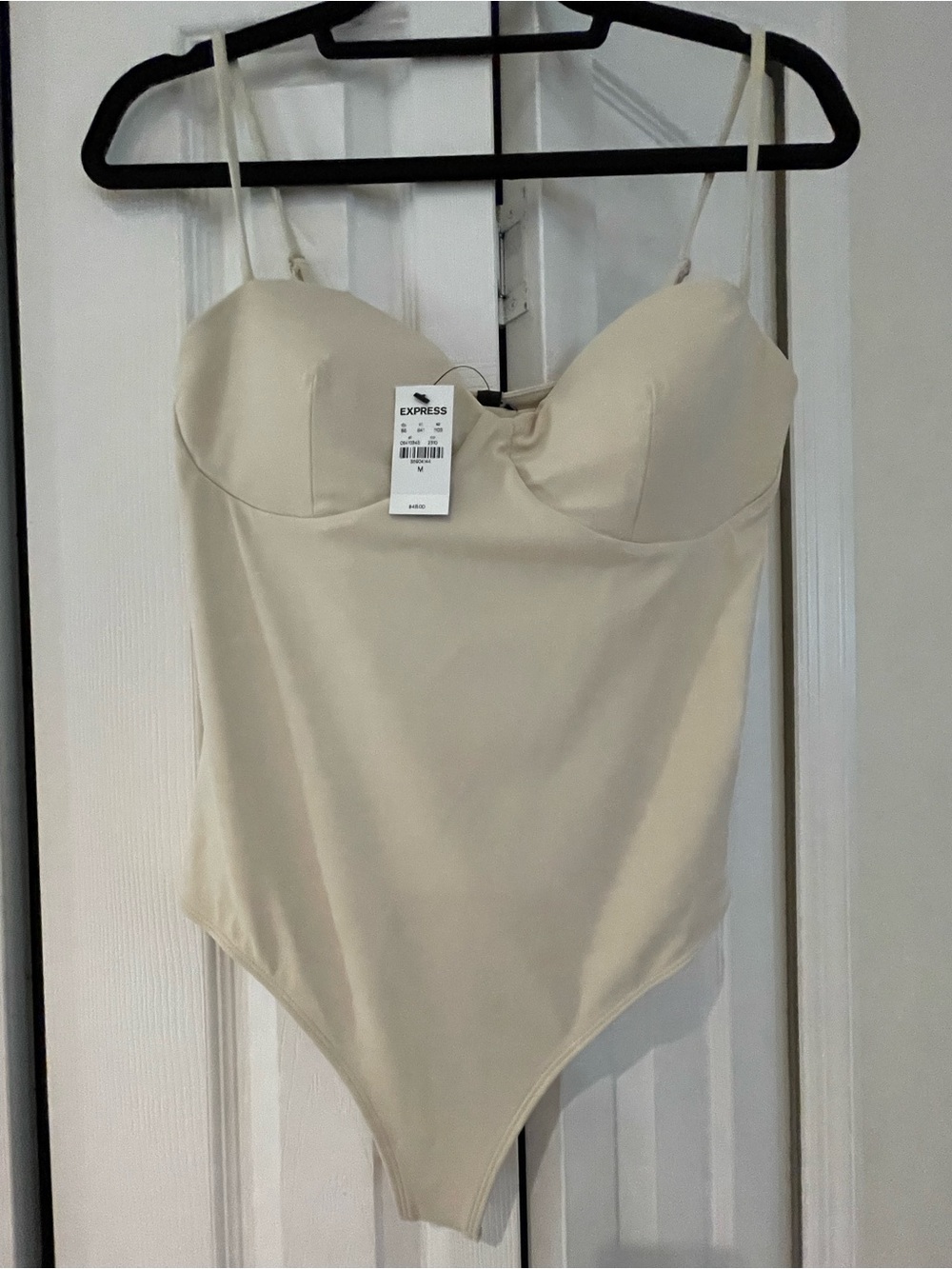 Express Cream Strap Bustier Bodysuit